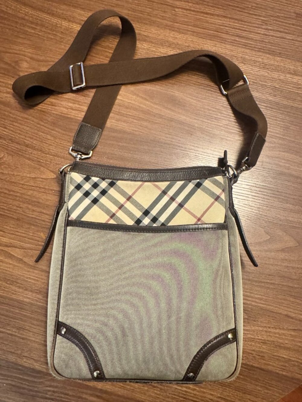 Authentic Vintage Burberry Nova Check Canvas & Leather Crossbody Bag - Unisex